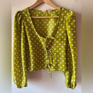 Levi’s Floral Green Women's Top Tie Front M